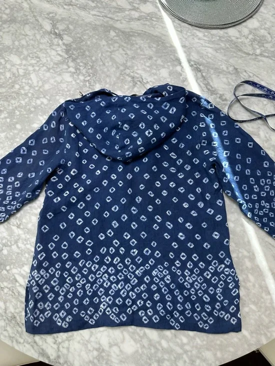 Tommy Bahama NWT Navy Blue Printed Linen Hooded Tunic $138 Retail - Picture 14 of 15